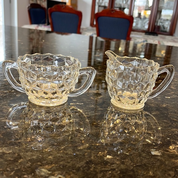 Vintage Crystal Creamer and Sugar Set - Picture 1 of 15